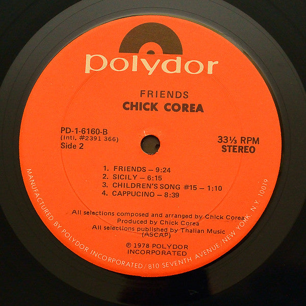 Chick Corea : Friends (LP, Album, Kee)