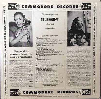 Billie Holiday - The Greatest Interpretations Of Billie Holiday - Alternate Choices - complete edition (LP, Comp, Mono, RE)