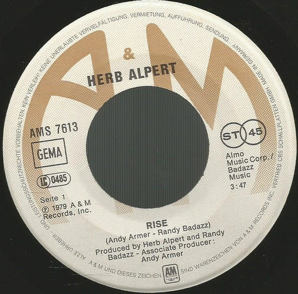 Herb Alpert - Rise (7", Single)