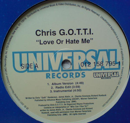 Chris G.O.T.T.I. : Love Or Hate Me (12")