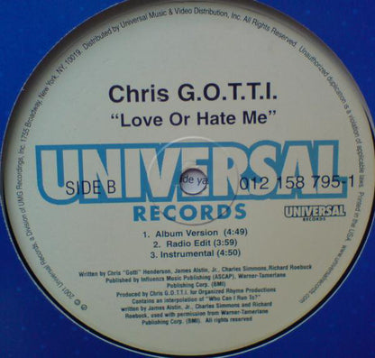 Chris G.O.T.T.I. : Love Or Hate Me (12")