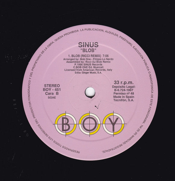 Sinus : Blob (Ricci Remix) (12")