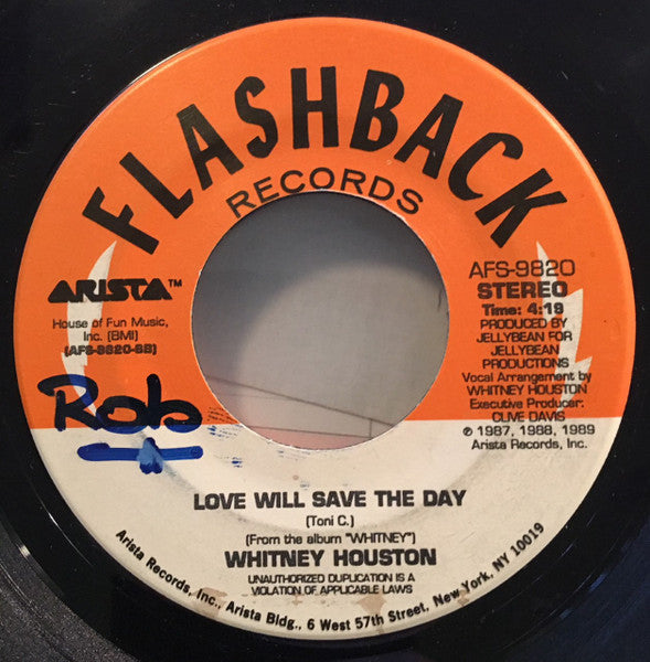 Whitney Houston : Where Do Broken Hearts Go / Love Will Save The Day (7", RE)