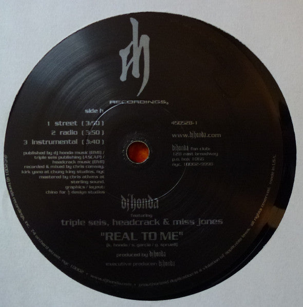 DJ Honda - Real To Me / Head's A Hustler (12")