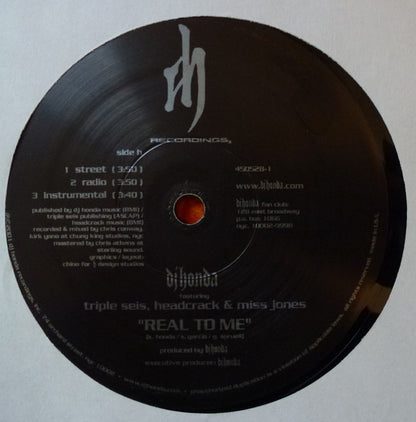 DJ Honda - Real To Me / Head's A Hustler (12")
