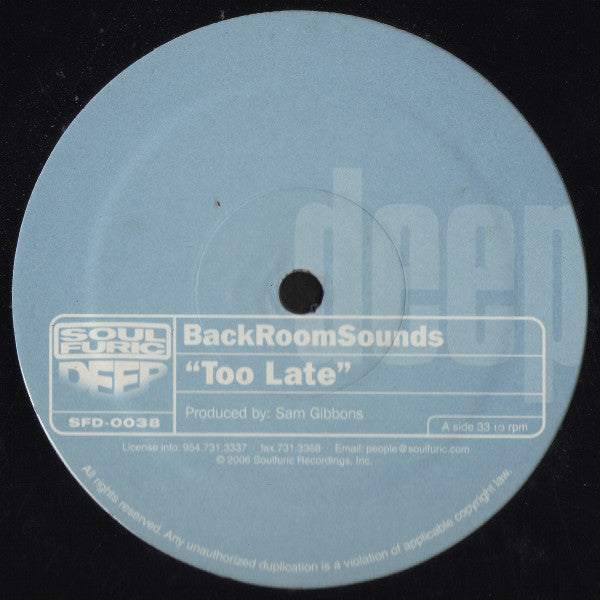 Backroom Sounds* - Too Late (12")