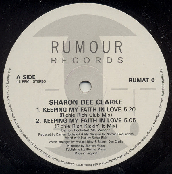 Sharon Dee Clarke : Keeping My Faith In Love (12")
