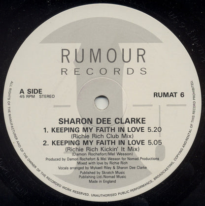 Sharon Dee Clarke : Keeping My Faith In Love (12")