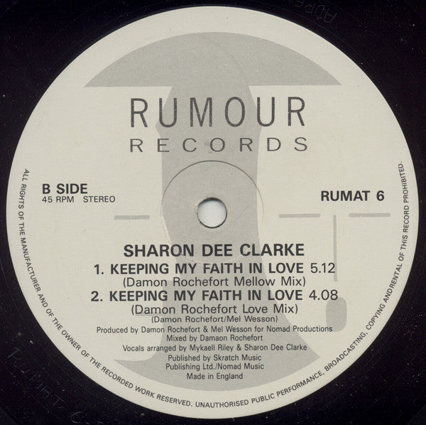 Sharon Dee Clarke : Keeping My Faith In Love (12")