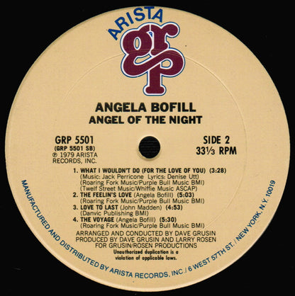 Angela Bofill : Angel Of The Night (LP, Album, Gat)