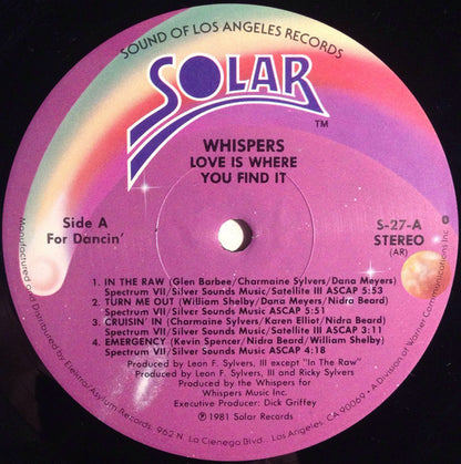 Whispers* - Love Is Where You Find It (LP, Album, AR,)