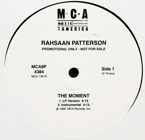 Rahsaan Patterson : The Moment (12", Promo)