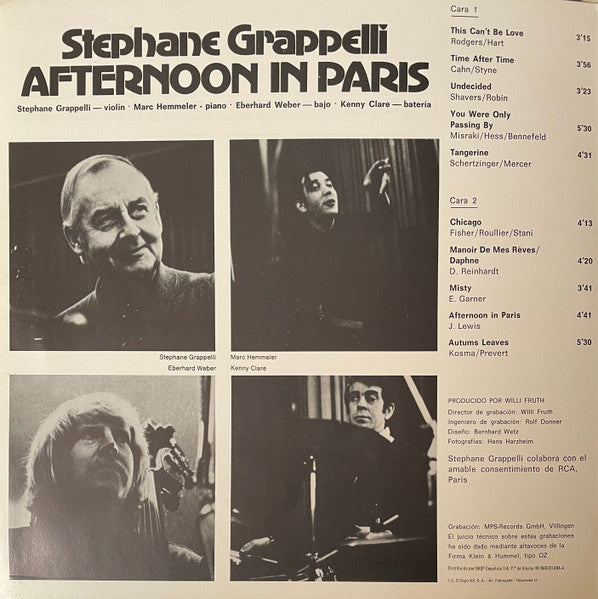 Stéphane Grappelli : Afternoon In Paris (LP, Album, Gat)
