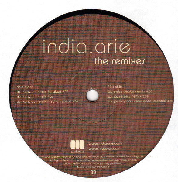 India.Arie - I Am Not My Hair (The Remixes) (12", Promo)