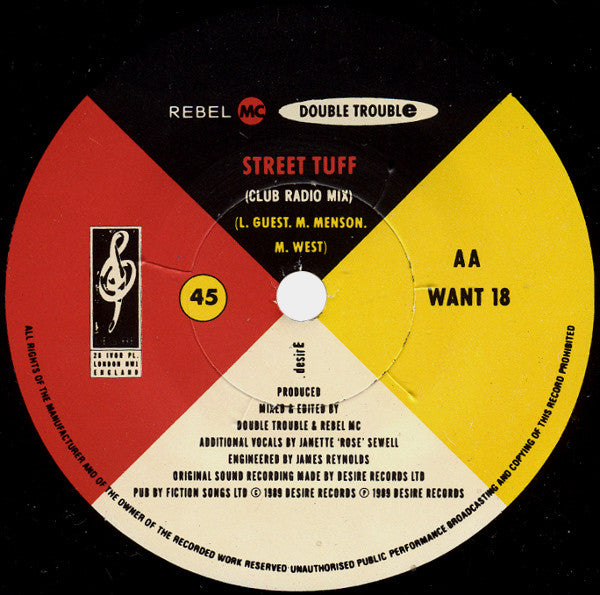 Rebel MC / Double Trouble - Street Tuff (7", Single)