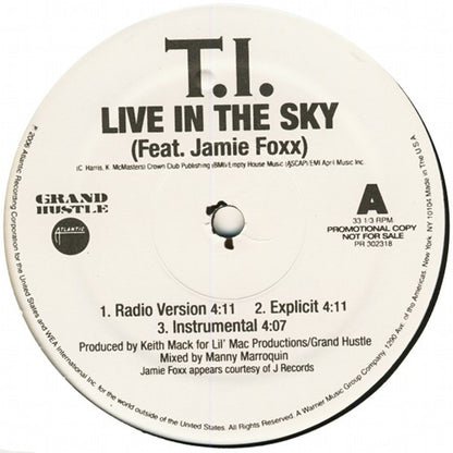 T.I. : Live In The Sky / Top Back (12", Promo)