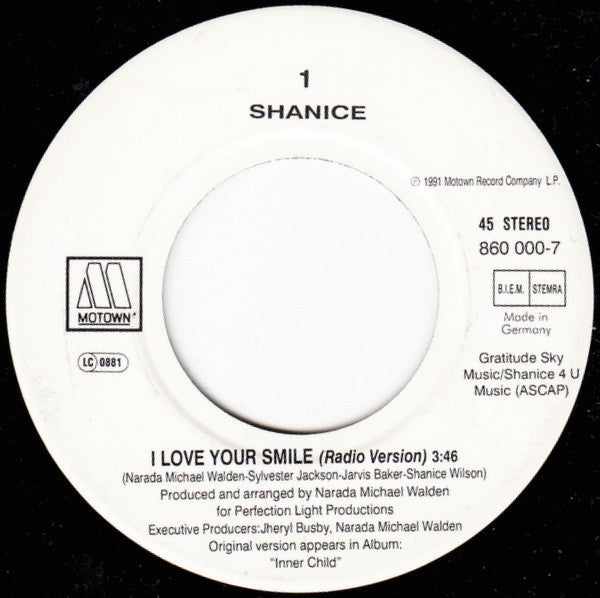 Shanice - I Love Your Smile (7", Single)