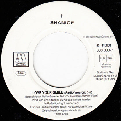 Shanice - I Love Your Smile (7", Single)