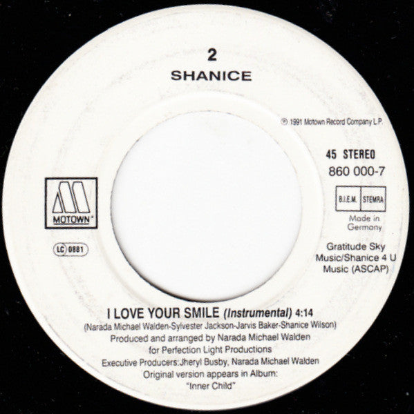 Shanice - I Love Your Smile (7", Single)