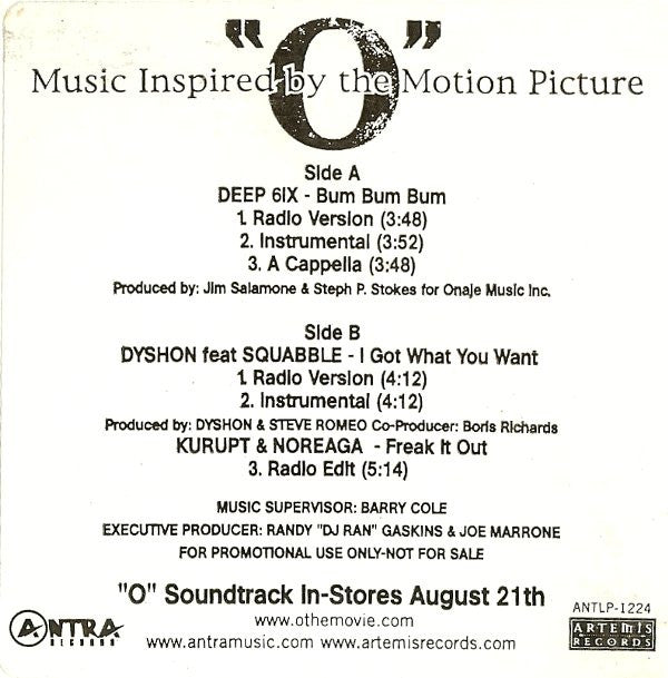 Various - Music Inspired By The Motion Picture "O" (Album Sampler) (12", Promo)