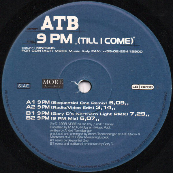 ATB - 9 PM (Till I Come) (12")