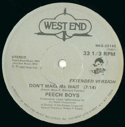 Peech Boys : Don't Make Me Wait (12", Single)