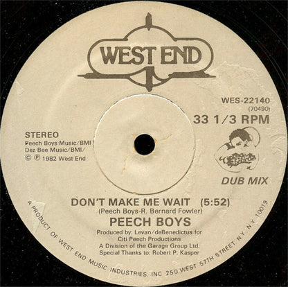 Peech Boys : Don't Make Me Wait (12", Single)