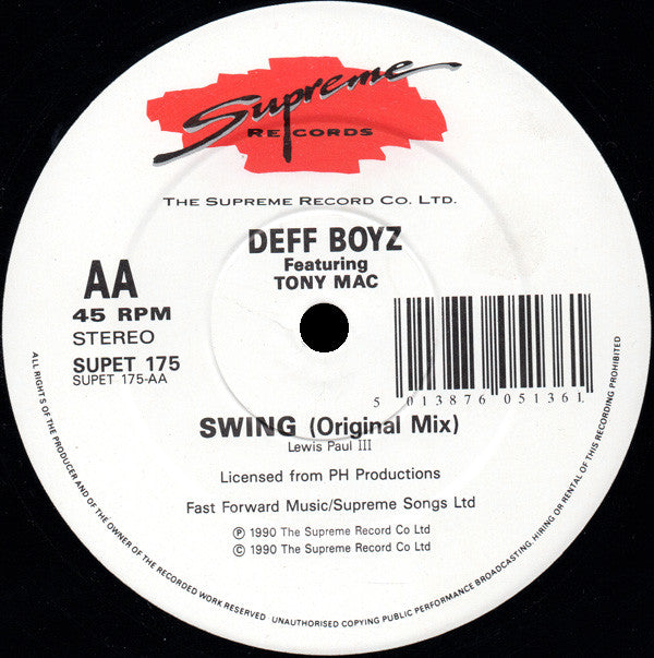 The Deff Boyz Featuring Tony Mac : Swing (12")