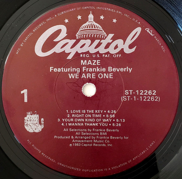 Maze Featuring Frankie Beverly - We Are One (LP, Album, Win)
