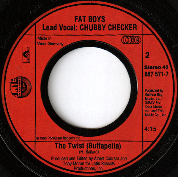 Fat Boys With Stupid Def Vocals By Chubby Checker - The Twist (7", Single)