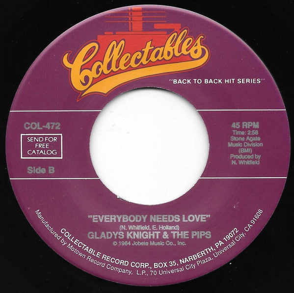 Gladys Knight And The Pips : Take Me In Your Arms And Love Me / Everybody Needs Love (7", Single, RE)