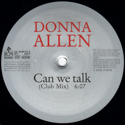 Donna Allen : Can We Talk (12", Single)