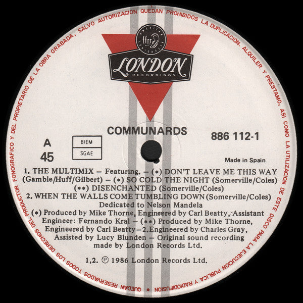Communards* - The Multimix / So Cold The Night (12", Maxi)