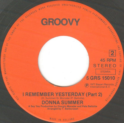 Donna Summer : I Remember Yesterday (Part 1/Part 2) (7", Single)