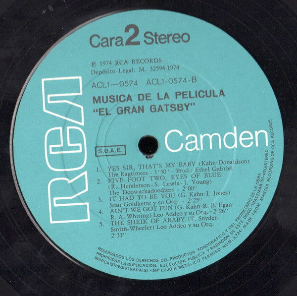 Various : Música De La Película "El Gran Gatsby" - The Great Gatsby (LP, Album)