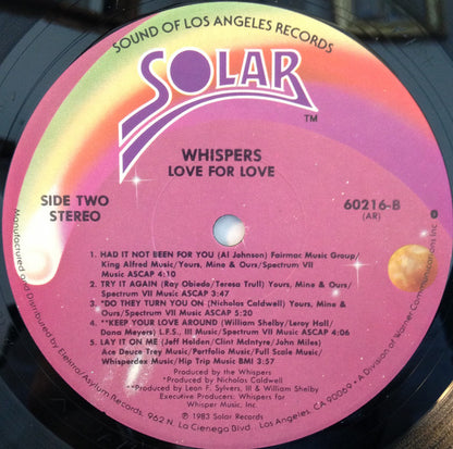 The Whispers : Love For Love (LP, Album, All)