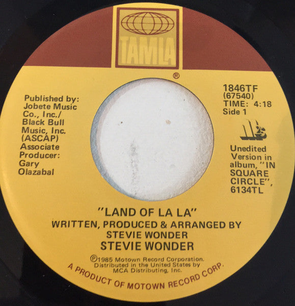 Stevie Wonder : Land Of La La (7", Single)
