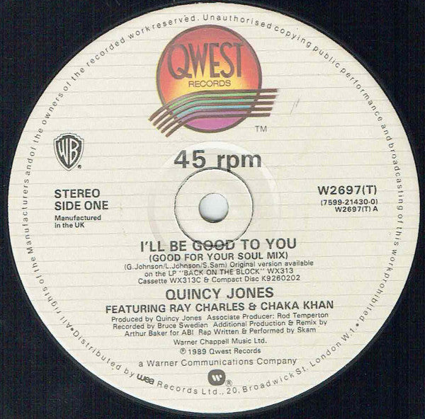 Quincy Jones Featuring Ray Charles And Chaka Khan : I'll Be Good To You (12")