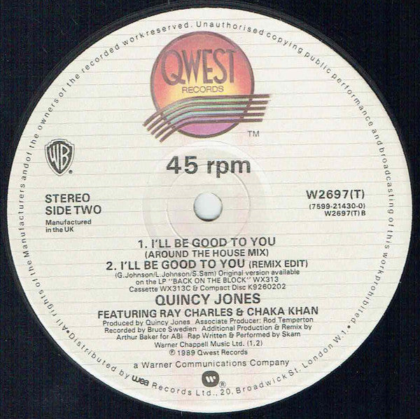 Quincy Jones Featuring Ray Charles And Chaka Khan : I'll Be Good To You (12")