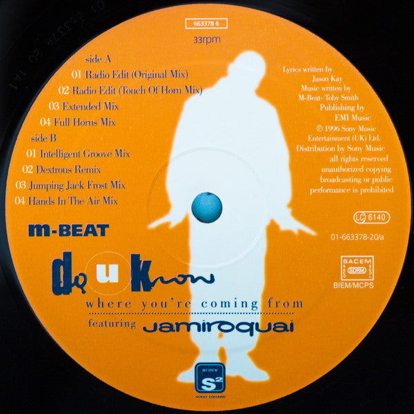 M-Beat Featuring Jamiroquai : Do U Know Where You're Coming From (12", Maxi)