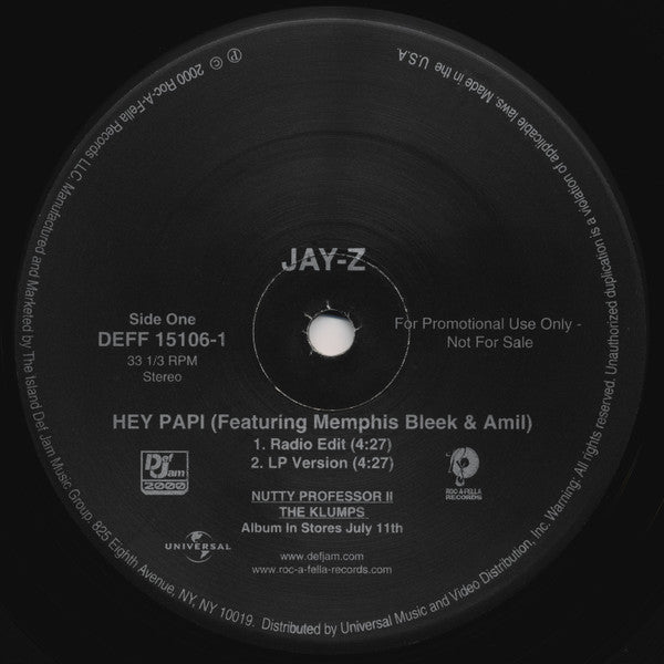 Jay-Z Featuring Memphis Bleek & Amil : Hey Papi (12", Promo)