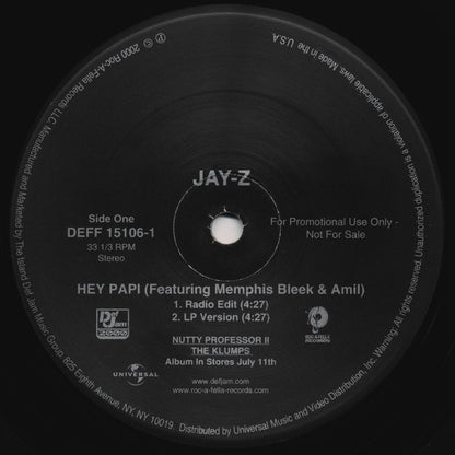 Jay-Z Featuring Memphis Bleek & Amil : Hey Papi (12", Promo)