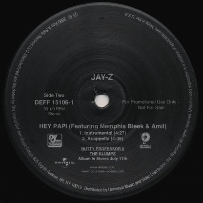 Jay-Z Featuring Memphis Bleek & Amil : Hey Papi (12", Promo)