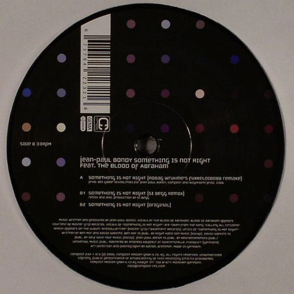 Jean-Paul Bondy - Something Is Not Right (12")