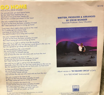 Stevie Wonder : Go Home (7", Single)
