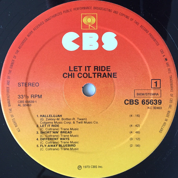 Chi Coltrane - Let It Ride (LP, Album, RE)