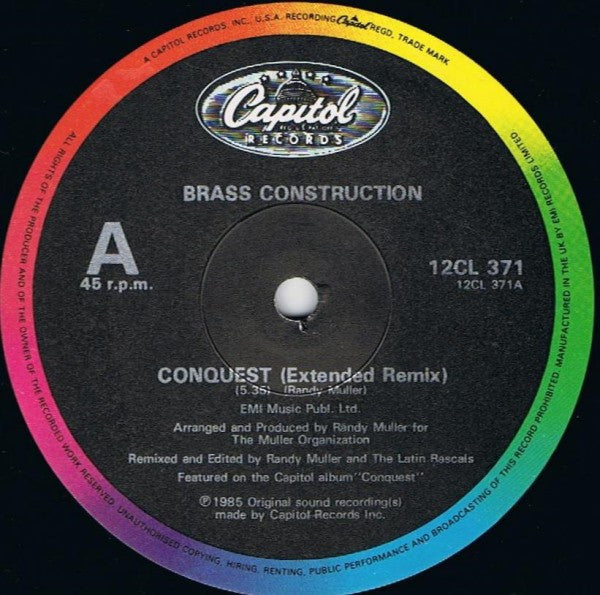Brass Construction : Conquest / Zig Zag (Extended Re-Mixes) (12")