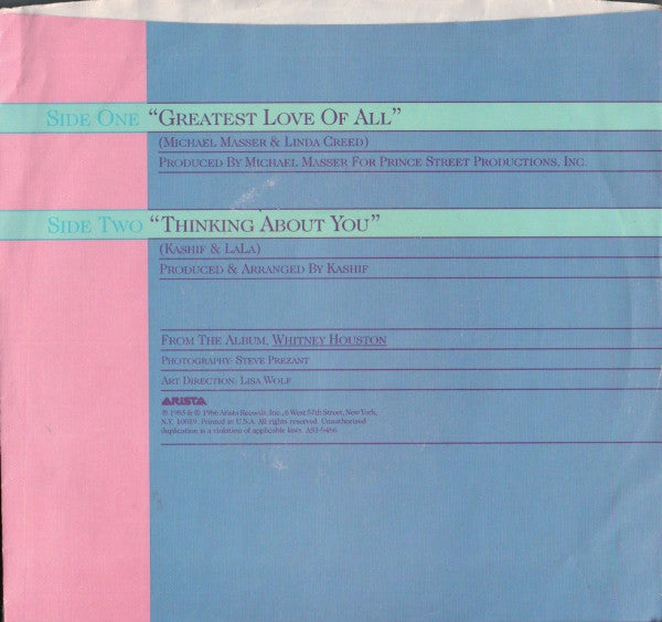 Whitney Houston : Greatest Love Of All (7")