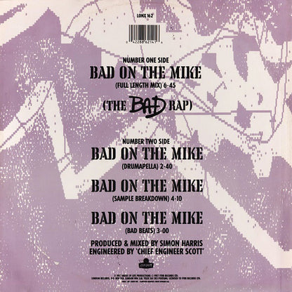 Simon Harris Featuring 3 Boom MC's : Bad On The Mike (12")