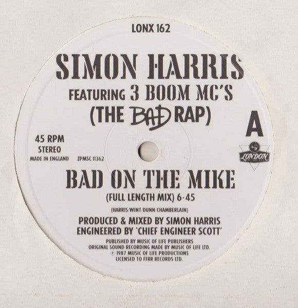 Simon Harris Featuring 3 Boom MC's : Bad On The Mike (12")
